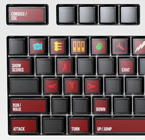 Клавиатура Optimus (кнопки, задействованные в игре Quake)